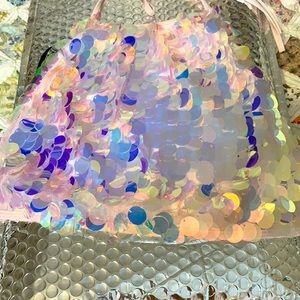 Sequined crop halter string top Size: S